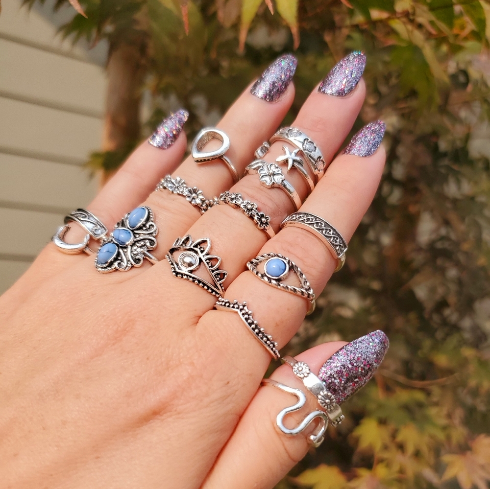 3/$20🌷14 Piece Boho Gypsy Ring Set NWOT 🦋 - Picture 2 of 4